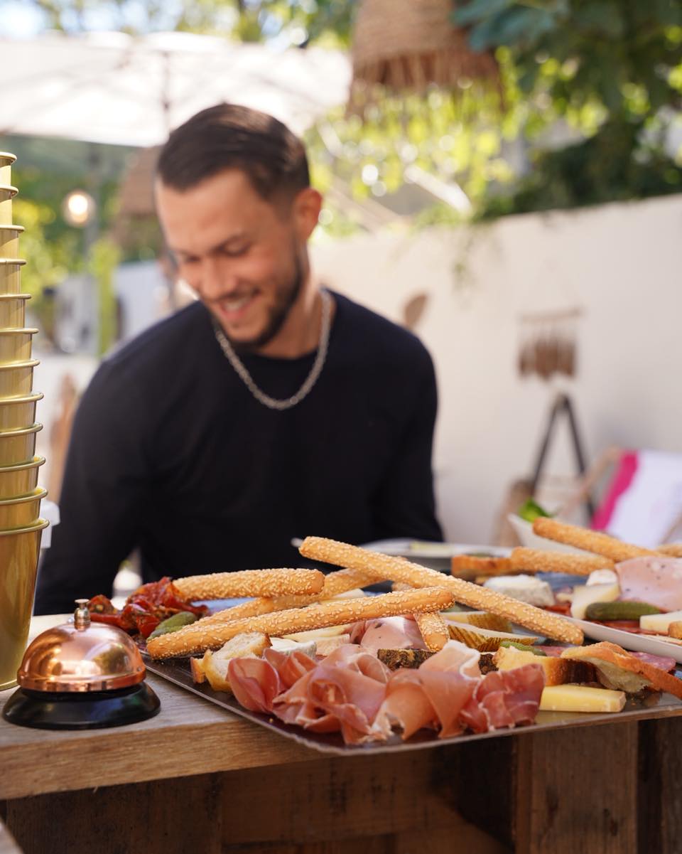 Outdoor charcuterie and cheese sharing boards