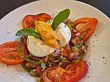 Salade Tomate Burrata glace poivron