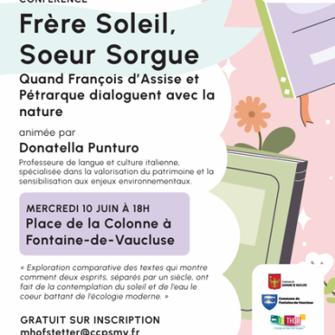 Conférence Frère Soleil, Soeur Sorgue - EN